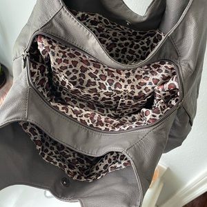 Versona large purse - gray - with buckles - slouch style hobo bag